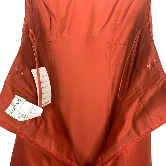 Bronze Satin Strapless Gown Beaded Empire Waist Pleated Bust Bridgerton 14 New - Picture 7 of 12